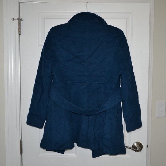 Victoria Secret Moda International Peacock Blue Wool Pea Coat, Medium - Picture 3 of 7
